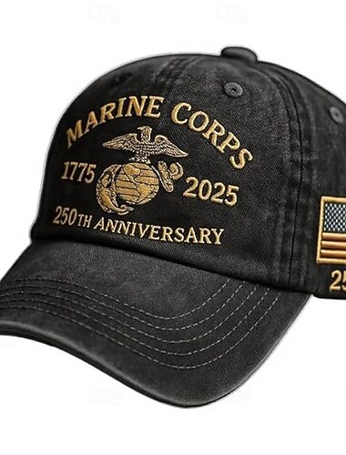  Eerbetoon aan de 250ste USMC Retro Gewassen Pet Vintage Geborduurde Hoed Verenigde Staten 250ste Jubileum Hoed Marines Corps Baseball Cap Patriottisch Cadeau voor Mannen Semiquincentennial