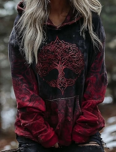  Γυναικεία Φούτερ πουλόβερ με κουκούλα και πουλόβερ Γραφική Ζώο Φυλής Πανκ Βίντατζ Μεταλλικός Μακρυμάνικο Με Κουκούλα Κανονικά μπλουζάκια Causal Δρόμος Καθημερινή Ένδυση