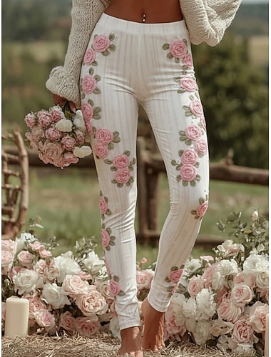  Dámské Legíny Pohodlné legíny prázdniny Vinobraní Základní Plná délka Vysoký pasPantsVánoce Květinový Potisk Pohodlné Elastické Ležérní Denní Venkovní Vodní modrá Bílá Růžová Trávová zelená Jaro