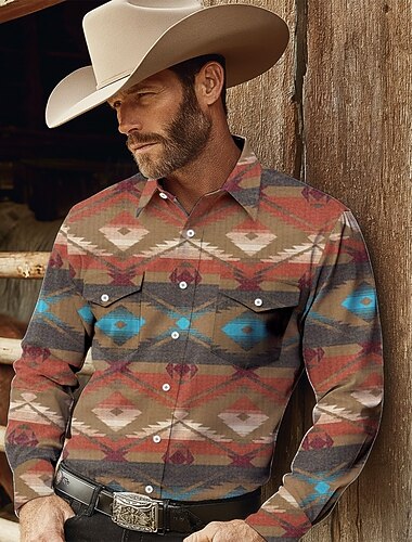  Miesten Atsteekki Etninen Intialainen kulttuuri Paita Länsimainen paita Cowboy paita Pitkähihainen Vintage retro Kausaliteetti ulko- Työasut Kevät Syksy Sänkyjen avaus Kaksi etutaskua Pellava kuin