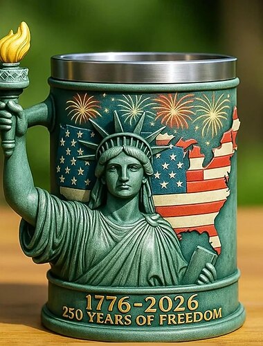  كوب شعلة تمثال الحرية الأمريكي، هدية تذكارية بمناسبة الذكرى الـ 250 ليوم الاستقلال الأمريكي، كوب قهوة وطني، تذكار لذكرى الاستقلال الـ 250، كوب معلم الحرية لهواة الجمع &عشاق التاريخ