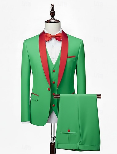  Męski Smokingi Garnitury na imprezę Codzienny Czarny Biały Wiosna, jesień, zima, lato W kant Klapy szalowe Moda Impreza Niejednolita całość Dopasowana 3-częściowy zestaw Pojedynczy biust na jeden