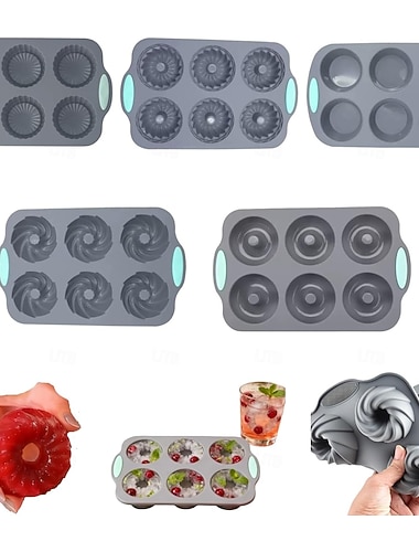  Eisform in Kranzform, Weihnachtskranz-Eisform, weihnachtliche Silikon-Eiswürfelformen, 6-Loch-Silikonform zum Selbermachen, geeignet für Eiswürfel, Kuchen, Seife, Cocktails