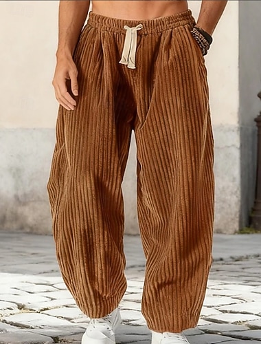 Herren Jogginghose Hose Cordhose Baggy-Hosen Haremshose Kordelzug Elastischer Bund Einfach Feuchtigkeitsableitend Atmungsaktiv Volle Länge Sport im Freien Lässig Täglich Mode Streetwear Schwarz