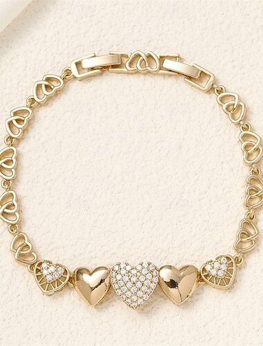  Kubisk Zirkonium Klassisk geometriske Kjæreste Elegant Personalisert Enkel trendy Chrome Armbånd Smykker Sølv / Gull Til Bryllup Fest Engasjement Skoleball