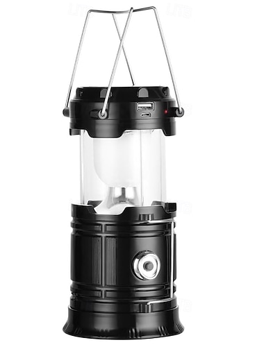  1-pakning sammenleggbar bærbar LED-campinglykt lett vanntett solcelledrevet USB-oppladbar LED-lommelykt overlevelsessett for innendørs utendørs hjem nødlys strømbrudd fotturer orkan