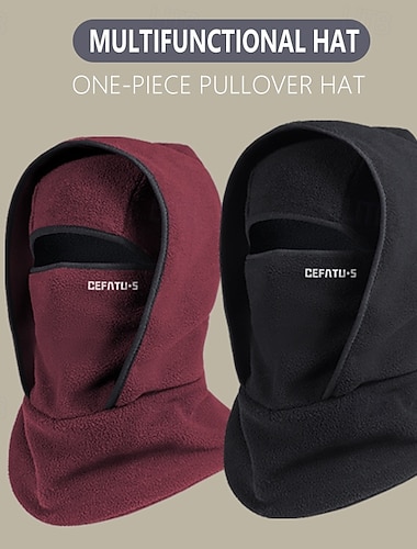  قبعة شتوية دافئة خارجية مع رباط للرقبة وقناع ركوب الدراجات متكامل وغطاء رأس للتزلج الرياضي وغطاء للرقبة مقاوم للرياح والبرد وقبعة من قطعة واحدة