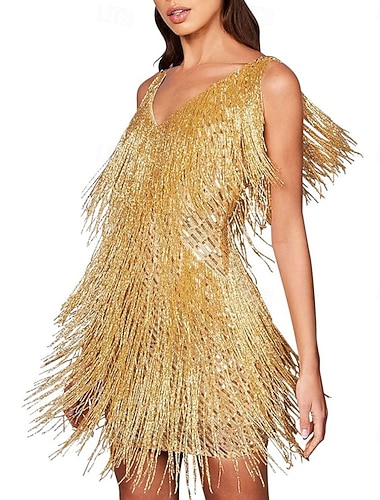  Robes de cocktail en sequins samba robes flapper des années 1920 Gatsby avec franges robes mini pour bal et soirée costume de performance