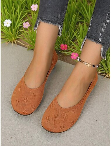  Rosa Flyknit-Ballerinas für Damen – weiches und atmungsaktives Obermaterial, bequeme und flexible Passform – ideal für Frühling, Sommer, Spaziergänge im Freien und lässige Freizeit-Looks