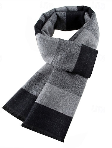  Per uomo Sciarpa rettangolare All'aperto Abbigliamento Quotidiano Casual Giallo Chiaro Nero Sciarpa A righe