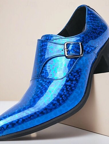  Blå herreloafers med spenne i lakkskinn – stilig formelt fottøy for spesielle anledninger og kveldsklær