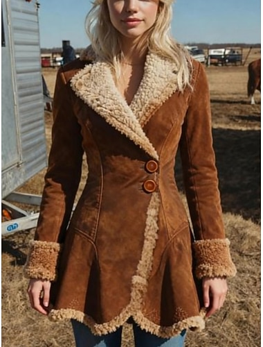  نسائي معطف شتوي جاكيت شتوي مريح متنفس Buttons عتيق كاجوال سهل عطلة شارع فضفاض مناسب للبس اليومي صدر فردي عادية طوي عادي كم طويل ملابس خارجية أسود بني الربيع الخريف