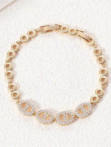  Zirkonium Klassisk Dyr Mote Personalisert Luksus Kobber Armbånd Smykker Sølv / Gull Til Bryllup Fest Engasjement Skoleball