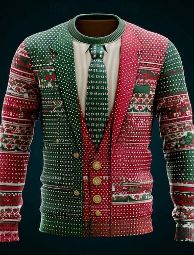  Уродливый рождественский свитер Муж. Новогодние костюмы Пуловер Свитер Вязаная одежда "Круглый вырез ""под горло""" На каждый день Отпуск Повседневные фестиваль Сохраняет тепло Длинный рукав