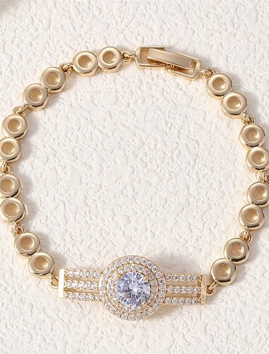  Kubisk Zirkonium Zirkonium Klassisk geometriske Alfabet Formet Mote Personalisert Luksus trendy Chrome Armbånd Smykker Sølv / Gull Til Bryllup Fest Engasjement Skoleball