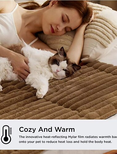  Bedsure zelfverwarmend kattenbed, kleine zelfverwarmende hondenbenchmat, thermische extra warme puppymat voor binnen &buiten, antislip &wasbaar