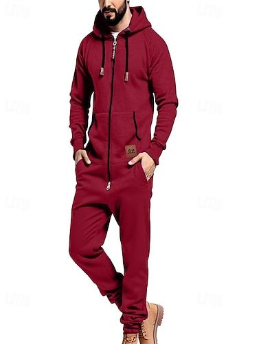  Herre Hattetrøje Joggedress Jumpsuit Hettegenser utendørs Feriereise Avslappet Daglig Snorer Ta igjen glidelåsen عادي Vinrød Svart Kongeblå Sportsklær Sport Mote Høst