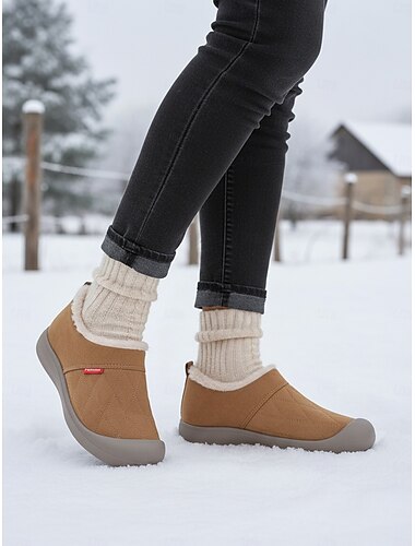  Kamelfargede, varme, vatterte vintersko med bred passform for dame – sklisikre utendørssko for snødager, reiser, pendling og daglig bruk