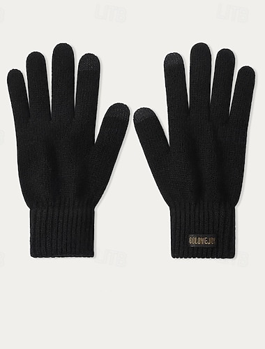  Per uomo 1 Paio Invernali Guanti lavorati a maglia Guanti senza dita Sport Moda Sport e Outdoor Guanti Calore Termico Tinta unica Autunno Nero Kachi Grigio