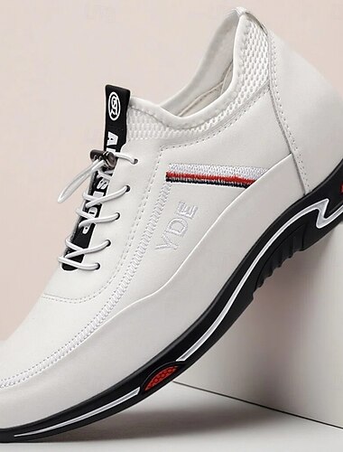  Pánské bílé sportovní boty z umělé kůže s lehkou podrážkou - pohodlné tenisky pro sport a aktivní životní styl