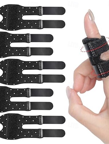  5 bucăți atelă respirabilă pentru degetul pe trăgaci, orteză reglabilă pentru degetul mare pentru artrită ruptă și întinsă pentru degetul mare, mijlociu, arătător, inelar, mic (5, negru)