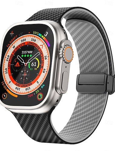  Banderolă Sport Compatibil cu Curea de ceas Apple Watch 38mm 40mm 41mm 42mm 44mm 45mm 49mm Multistrat Închidere magnetică Două tone Silicon Fibra de carbon Curea de ceas de schimb pentru iwatch Ultra