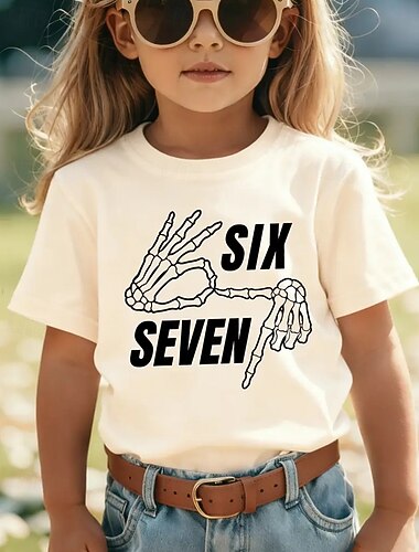  Unisex Jente 3D Grafisk Morsom slang 67 T skjorte T-skjorte Kortermet 3D-utskrift Sommer Vår Sport Mote Gatemote Barn 4-12 år Crew-hals utendørs Avslappet Daglig Normal