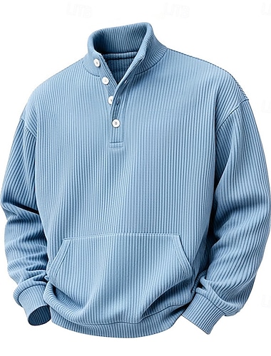  Miesten College Button Up -huppari Sininen Purppura Apila Harmaa Pystykaulus Tavallinen Kengurutasku Urheilu ja ulkoilu Kausaliteetti Päivittäin ei-tulostus Katutyyli Tyylikäs Urheiluasut Syksy