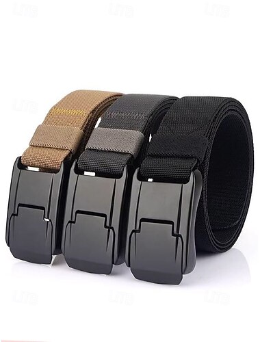  Men's Elastic Polyester Belt with Adjustable Buckle, Available in Multiple Colors, Durable and Stylish for Everyday Wear