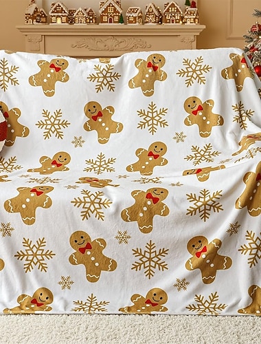  Christmas Peitto Fleece-peitot Heittohuopa sohvalle piparkakku-ukko söpö tyyli 3D-kuvio Klassinen Sohva Sänky Koristeellinen peitto Lämmin peitto Elokuva Kodin sisustus