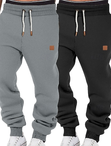  Több csomag 2db Férfi Sötétkék + fekete Melegítőnadrágok Nadrág Zsinór Rugalmas derék Sima Vakáció Hétköznapi viselet Poliészter Tavasz