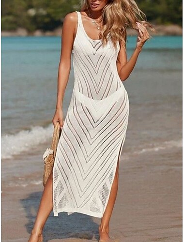  Maillot de bain couverture pour femmes découpé vêtement de plage de vacances couleur unie sans manches