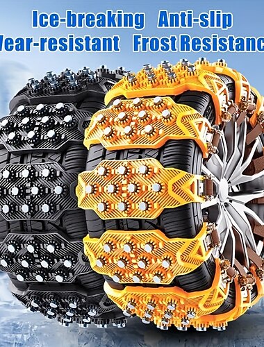  Conjunto de 4 correntes antiderrapantes para pneus de carro, ideais para neve, gelo e rachaduras. Ajustáveis e feitas de material resistente ao desgaste, perfeitas para o inverno.