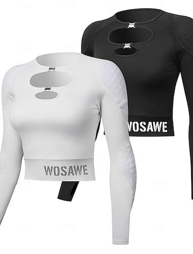  Damen Radtrikot Downhill-Trikot Langarm Mountainbike MTB Straßenradsport Sommer Frühling Herbst Schwarz / Orange Orange weiß Einfarbig Fahhrad Weich Reflektierende Besätze / Fluoreszenz Elastisch