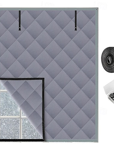  Copertura per finestra isolante invernale, set di tende in tessuto Oxford con protezione termica e antigelo, con velcro per finestre di casa, protezione dal freddo e dal mantenimento del calore