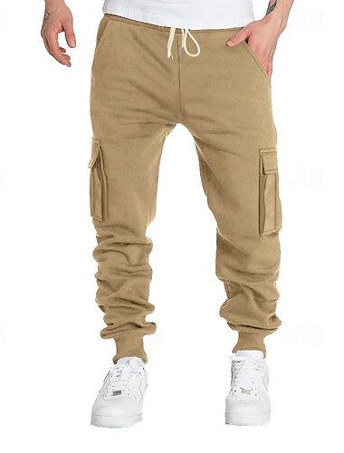  Homme Jogging Cargo Joggings Pantalon en polaire Pantalons Pantalon d'hiver Cordon de serrage Avec Poches Taille Élastique Uni Confort Chaud Quotidien Fête Camping & Randonnée Mode Style Classique