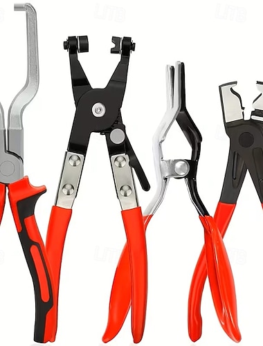  4-teiliges professionelles Schlauchschellenzangen-Set, ergonomisches Design für einfache und langlebige Anwendung, geeignet für Reparaturen an Autos, Motorrädern und Fahrrädern, Kraftstoffleitungen