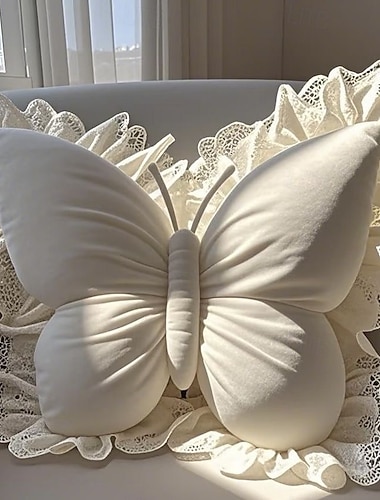  プリンセスバタフライクッション、装飾クッション、オフィス、リビングルーム、寝室、車、ソファ、ホームアクセントピロー、かわいいリボンデザイン、柔らかく居心地の良い部屋の装飾