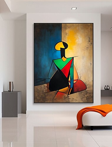  Pintura abstrata à mão com textura de menina, original a óleo sobre tela, presente personalizado, decoração de parede moderna, meninas da moda, tela enrolada