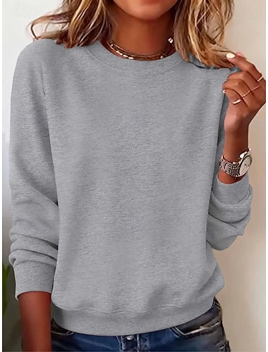  Damen Pullover Sweatshirt Druck Grafik Lässig Langarm Rundhalsausschnitt Normale Oberteile Lässig Straße Ferien Hellblau Schwarz Weiß Gelb Dunkelpink Frühling Herbst Winter