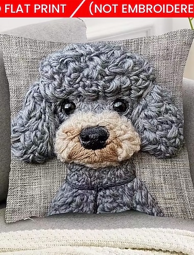  szürke aranyos mackó kutya dekoratív párnahuzat 2d lapos nyomtatású puha, rövid plüss párnahuzat műhímzéssel kanapé hálószobába, nappaliba, lakberendezéshez