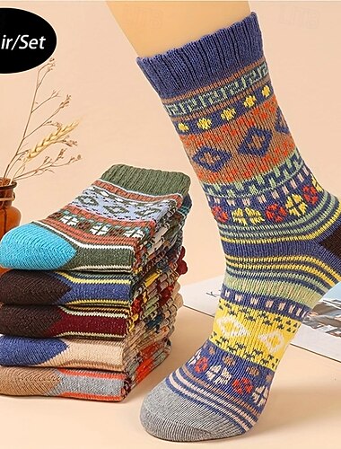  男性用 5ペア マルチパック ソックス ランニングソックス カジュアルソックス Multi Color カラー アーガイル柄 バケーション スポーツ 日常 ベーシック 温か生地 秋 冬 ファッション カジュアル