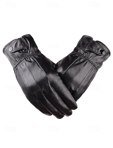  Heren schapenvacht leren handschoenen - waterdicht, fleece gevoerd voor warmte, stijlvol en praktisch voor buiten in de winter