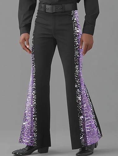  Homens Estampa Geométrica Calças Calças Discoteca Calça boca de sino dos anos 60 e 70 Cintura Média Vintage retrô Ao ar livre Festa Casual Bolsos laterais Calças boca de sino Primavera Outono