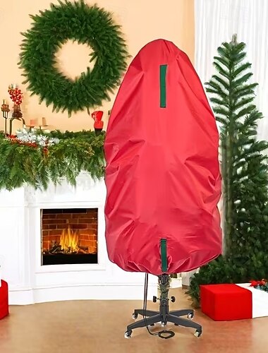  Upprättstående förvaringspåse för julgran, lätt och slitstarkt oxfordtyg med dragsko, platsbesparande förvaring för förbelysta granar och formklippta träd, lätt att bära med sig förvaringsväska för