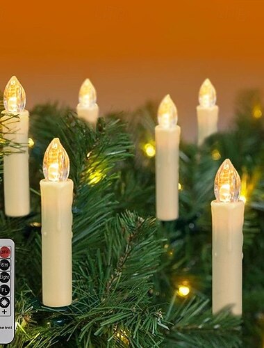  10 stk. elektroniske julelys med fjernkontroll og klips til jul, bryllupsfest, atmosfærelys, batteridrevet, nyttårsfest, bursdagsfest, valentinsdag, restaurant, juletredekorasjon