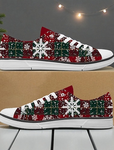  Ternede damesneakers med snefnugdesign – komfortable julesko til julefester, afslappede udflugter og vintergåture