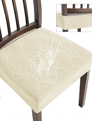  Coprisedia elasticizzati in jacquard a foglia, morbidi coprisedili elastici per sala da pranzo, cucina, arredamento per la casa, fodera rimovibile antipolvere e antimacchia.