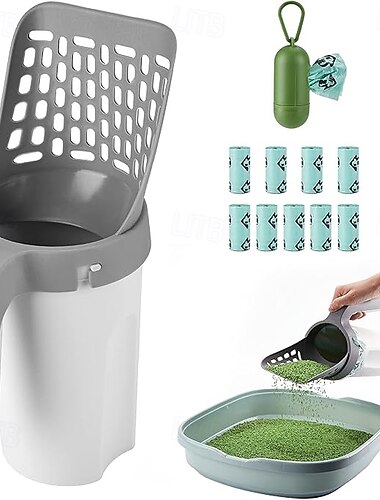  Φτυάρι άμμου για γάτες με θήκη, 135 σακούλες (9 κουτιά των 15 σακουλών), φορητό φτυάρι άμμου για γάτες μεγάλης χωρητικότητας