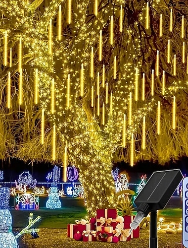  0.3 m Łańcuchy świetlne Zdalne sterowanie 384 Diody LED Ciepła biel Biały Niebieski Światła deszczu meteorytów Na energię słoneczną Impreza Na zewnątrz Zasilanie solarne